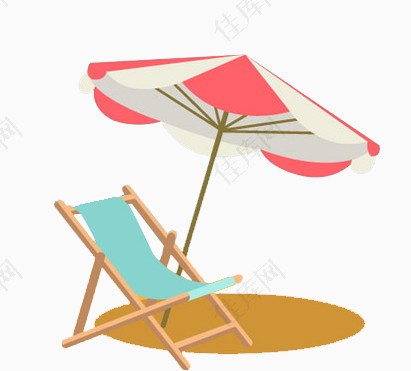 夏天伞躺椅沙滩