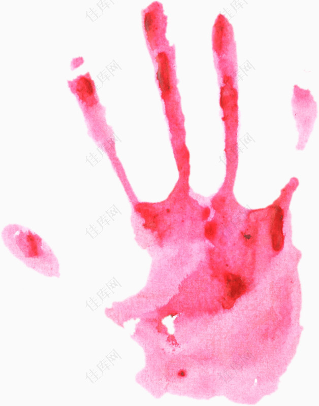 粉色水彩手掌印