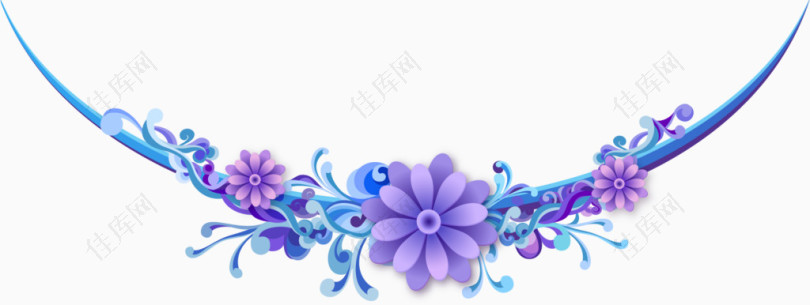 唯美紫色花朵分隔线边框