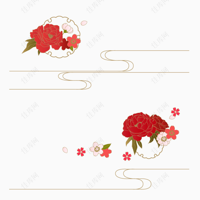 红色花朵标签装饰