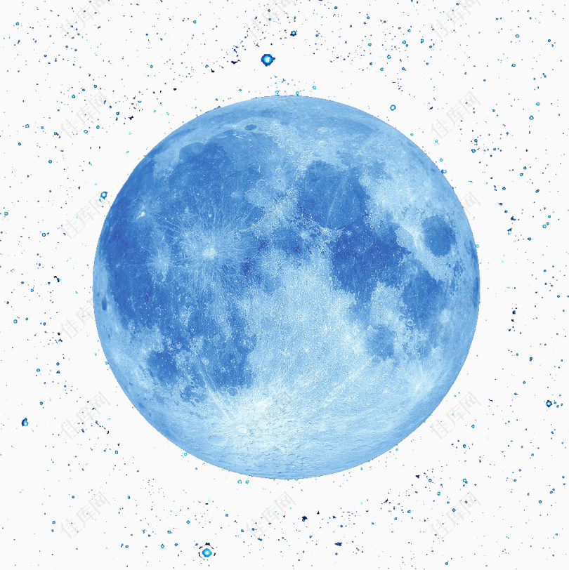 蓝色星空与圆月