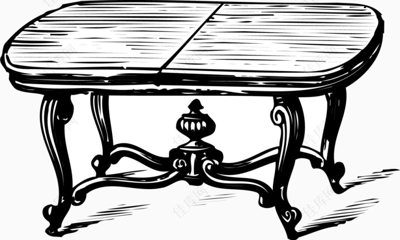 矢量手绘欧式桌子