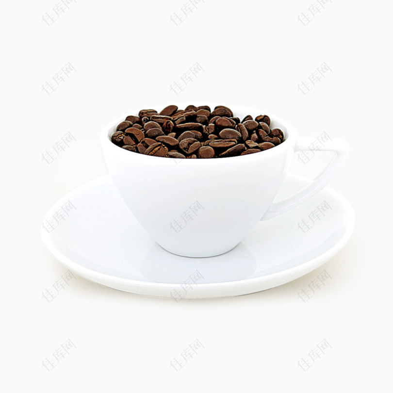 装满咖啡豆的咖啡杯素材矢量