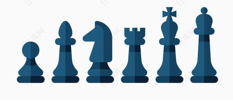 矢量蓝色扁平化象棋