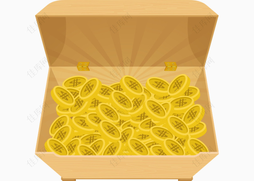 矢量箱子里的金币