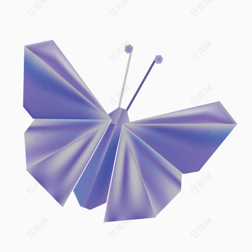 矢量蓝色折纸蝴蝶