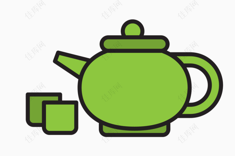 绿色茶壶素材