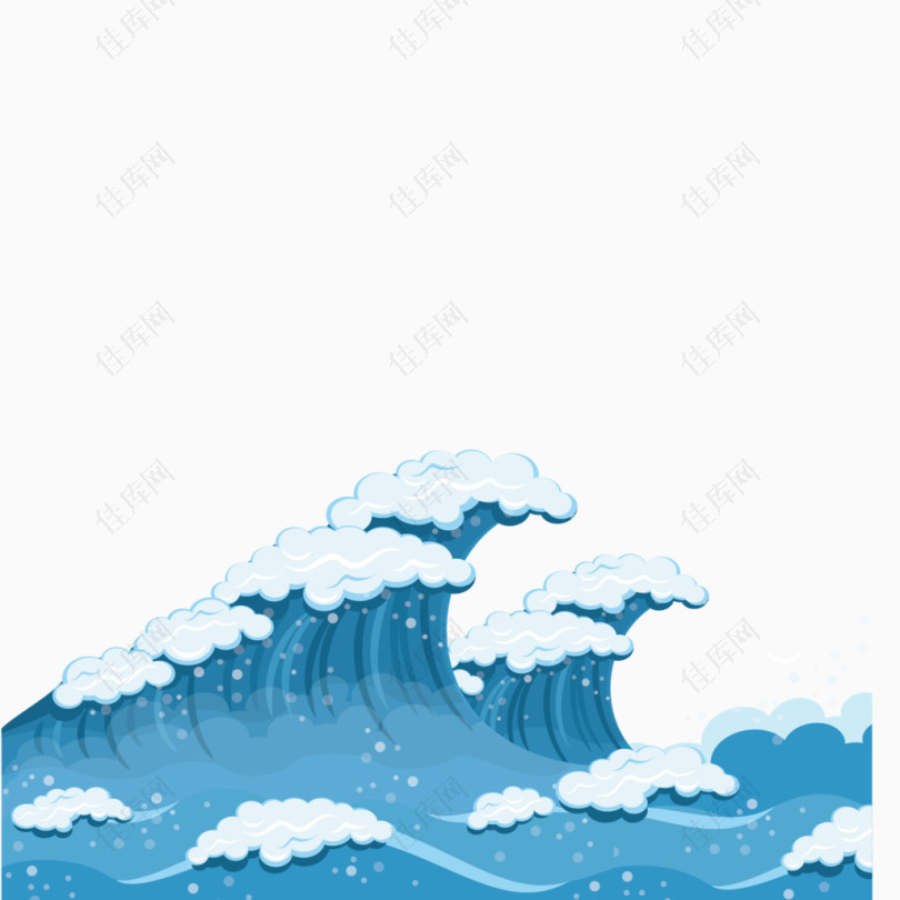矢量蓝色海洋浪花装饰素材