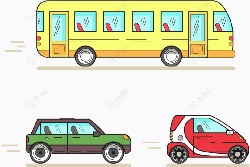 公交车和小汽车