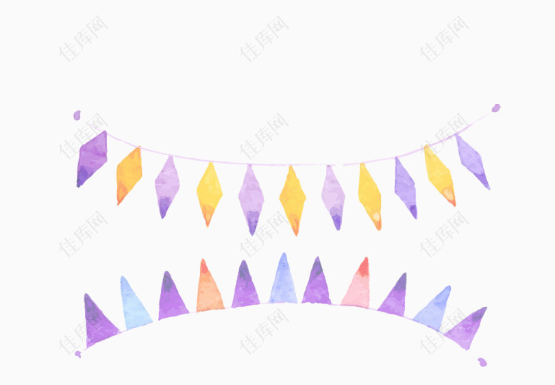 矢量浅紫色菱形装饰彩带两条