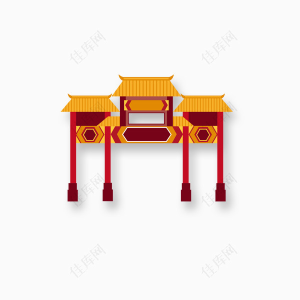 中国风红黄色门框