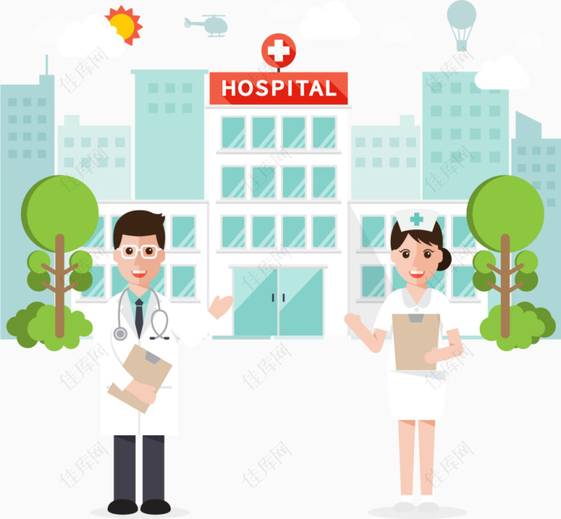 医院和医护人员素材