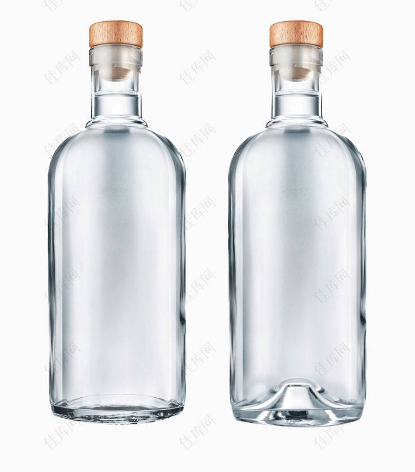 两瓶透明酒瓶卡通瓶子