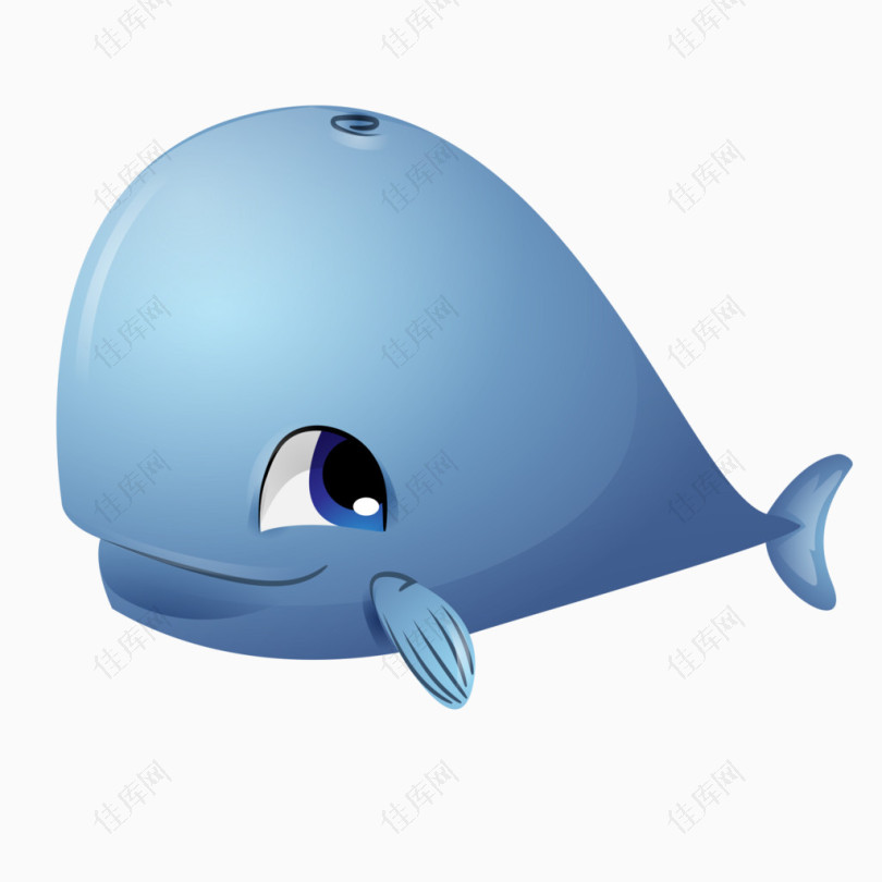 卡通可爱巨大蓝色鲸鱼