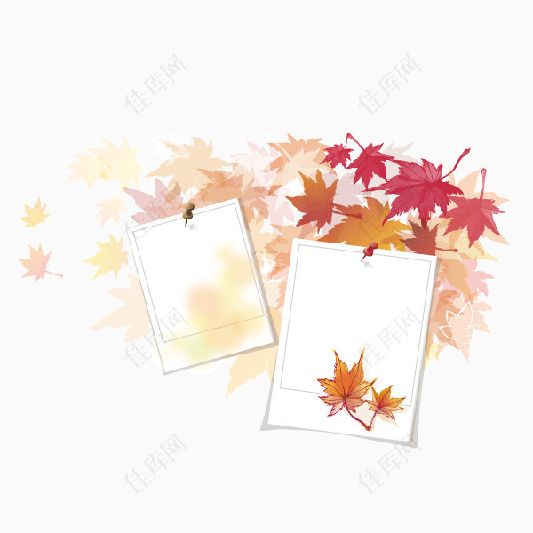 文案背景元素秋叶淡色方块