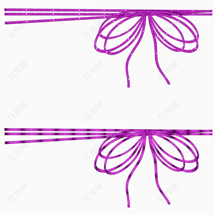 紫色蝴蝶结多层细绳