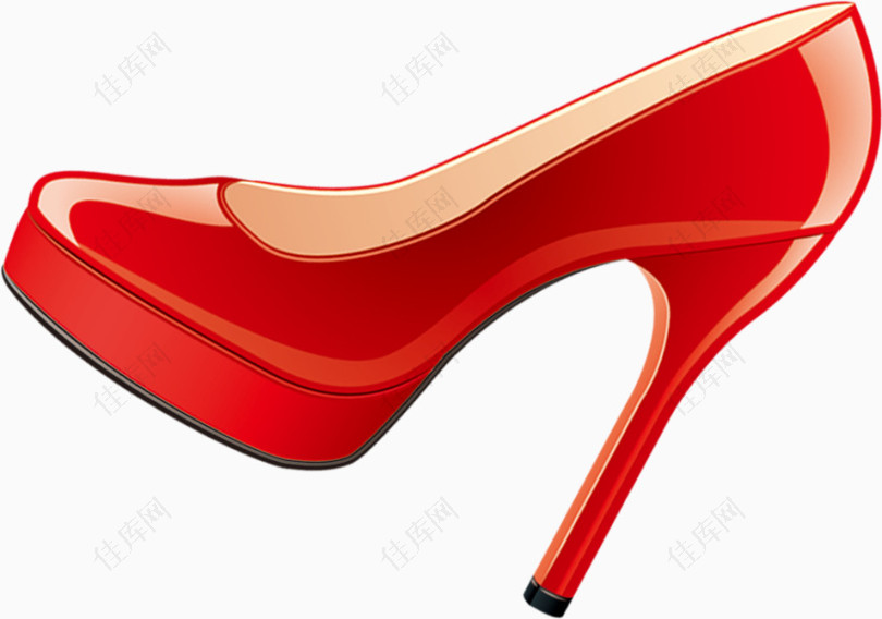 红色高跟鞋卡通手绘图标元素