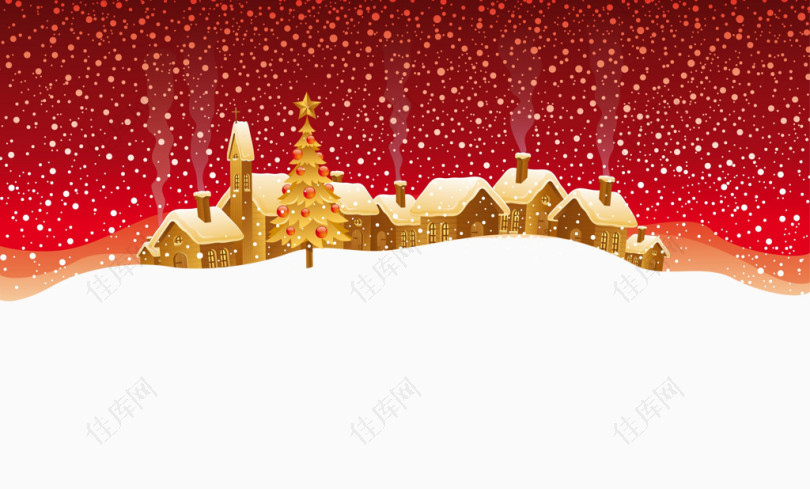 圣诞节下雪的村庄