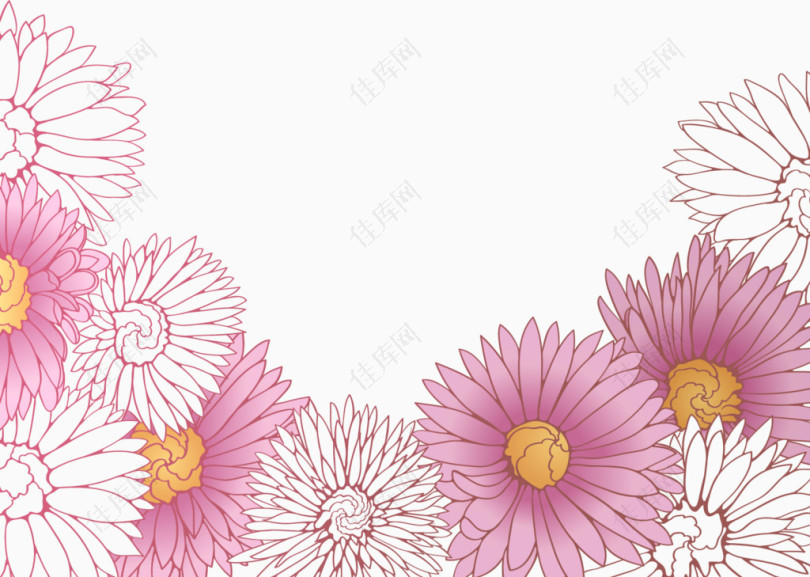 紫色手绘雏菊花装饰