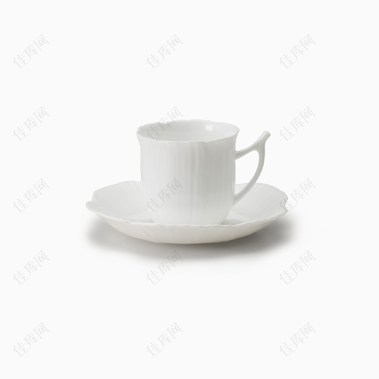 矢量白色碟子和茶杯