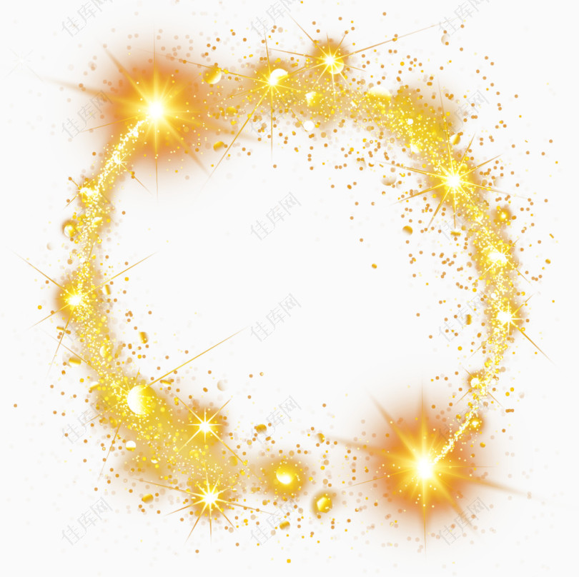 金色环绕粒子轨迹光