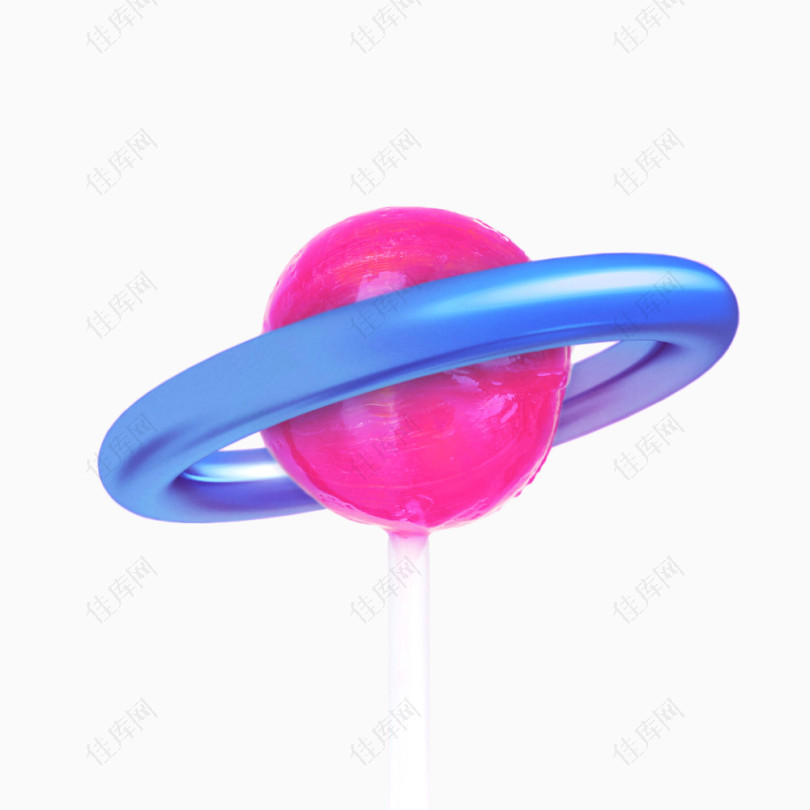 蓝色圆环围绕的粉色棒棒糖