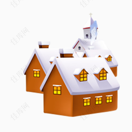 屋顶积雪的房屋